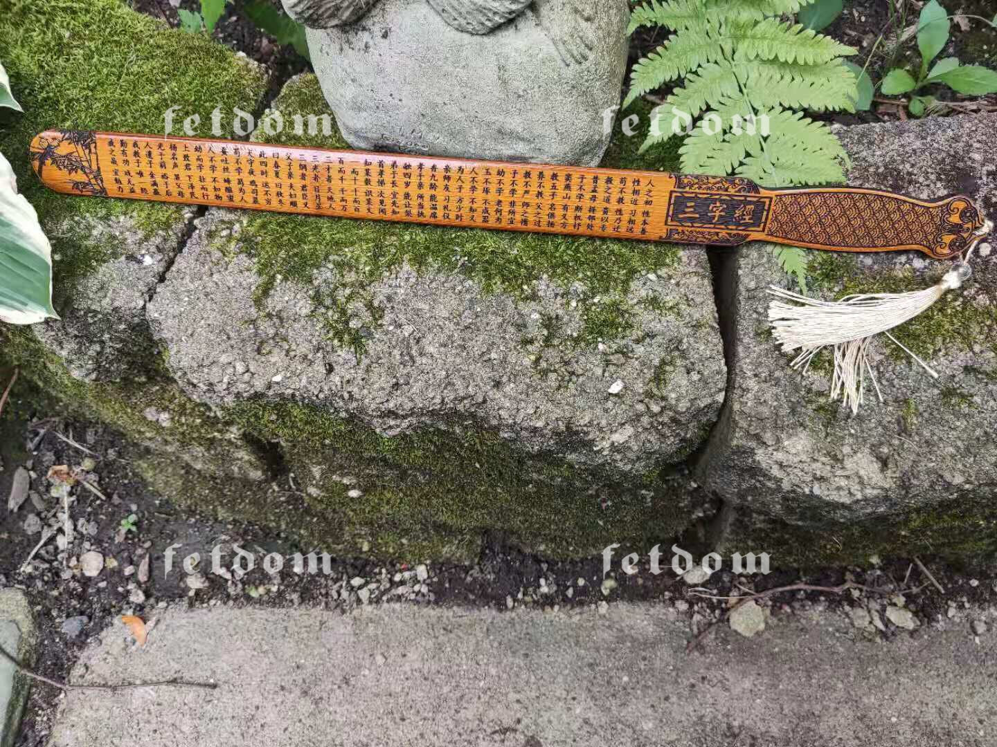 Bamboo Ruler Sword Paddle Crafted on both sides with Calligraphy of “Three Character Classic”. Functions as Spanking Ruler, Sword play, Toy for Boys and Girls - Image 14