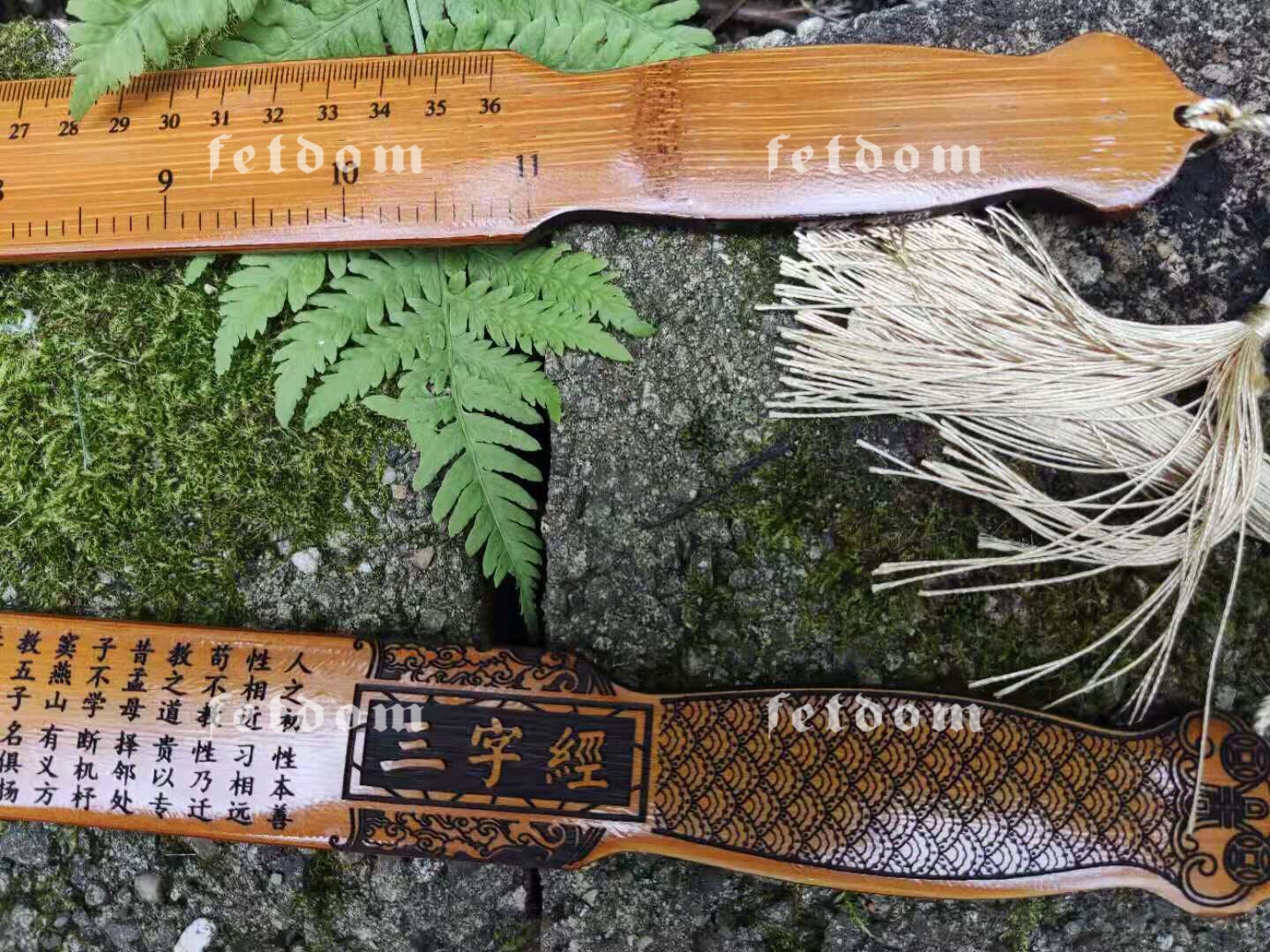 Bamboo Ruler Sword Paddle Crafted on both sides with Calligraphy of “Three Character Classic”. Functions as Spanking Ruler, Sword play, Toy for Boys and Girls - Image 3