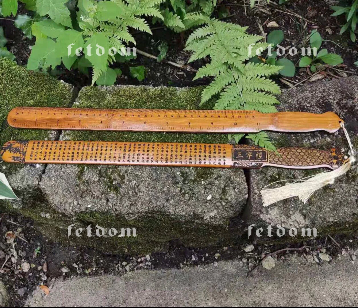 Bamboo Ruler Sword Paddle Crafted on both sides with Calligraphy of “Three Character Classic”. Functions as Spanking Ruler, Sword play, Toy for Boys and Girls - Image 6